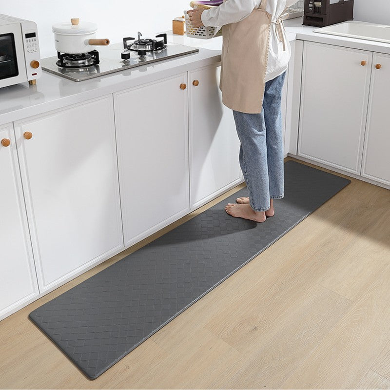 Feblilac Solid Color Grid Leather Kitchen Mat