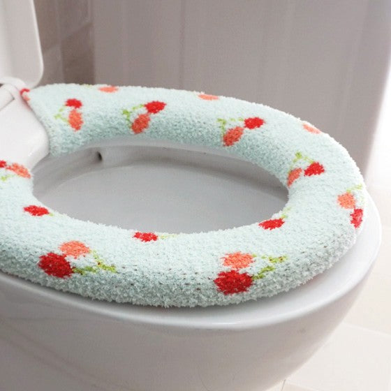 Feblilac Cute Heart/Solid/Stripe Toilet Seat Cover