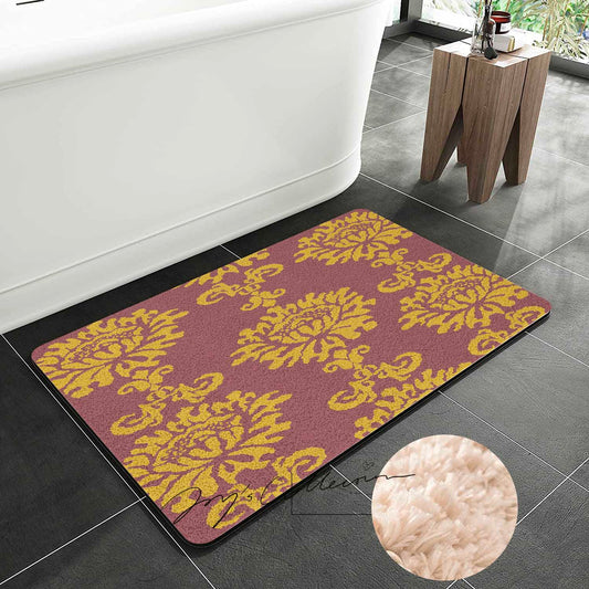 Feblilac Baroque Style One Big Flower Tufted Bath Mat