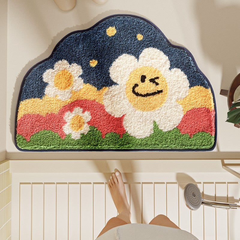 Feblilac Smiling Face in the Mountains Tufted Bath Mat