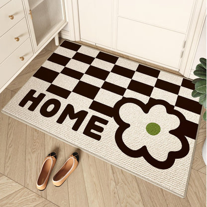 Feblilac Checkerboard and Flower Entrance Door Mat
