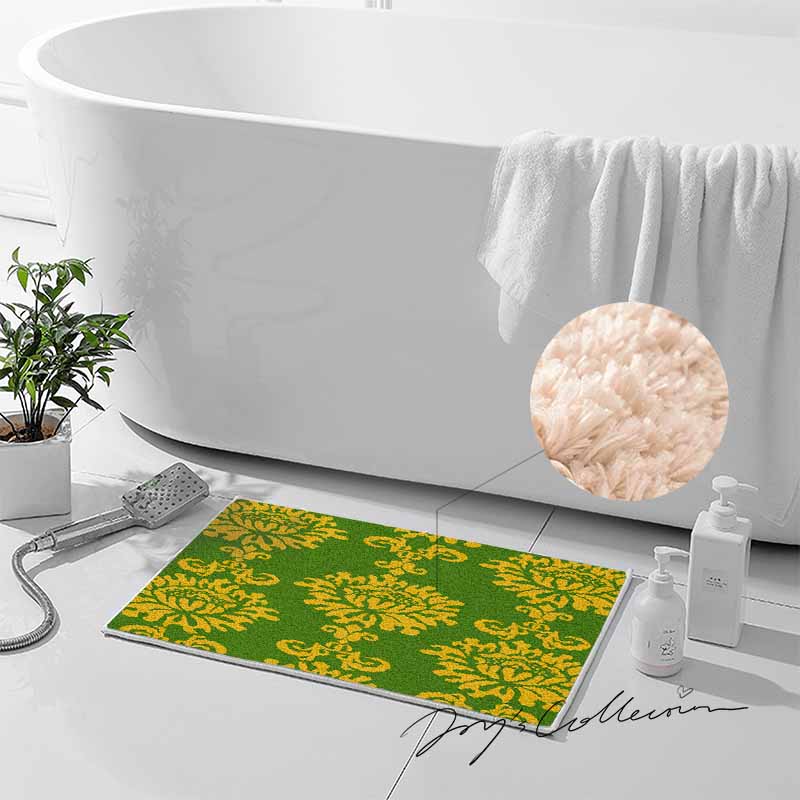 Feblilac Baroque Style One Big Flower Tufted Bath Mat