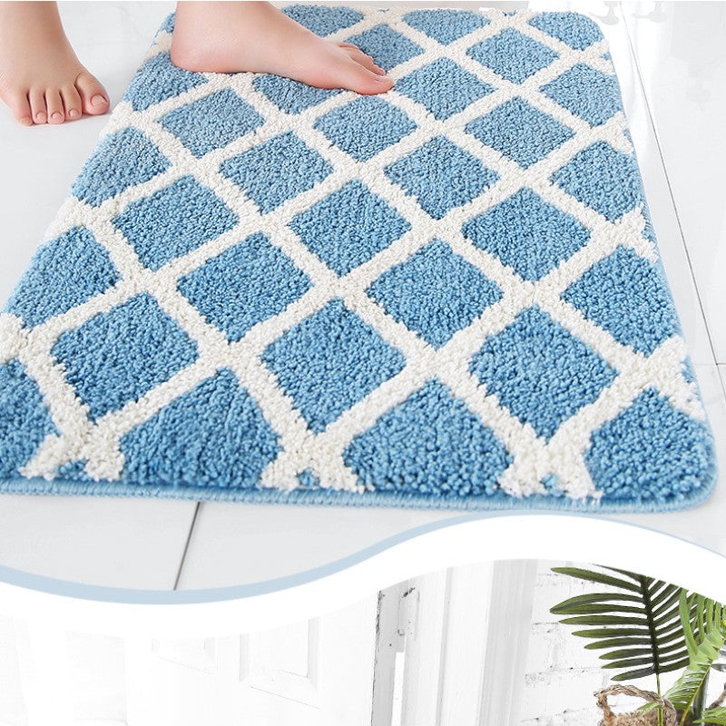 Feblilac Rhombus Grid Geometry Tufted Bath Mat