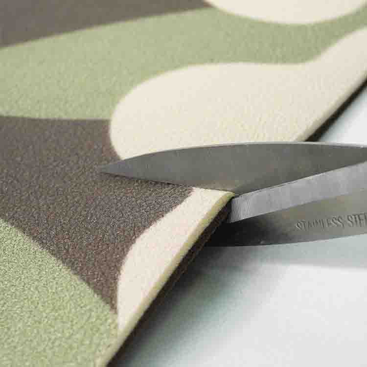 Feblilac Blue and Grey Geometric Patterns PVC Leather Kitchen Mat