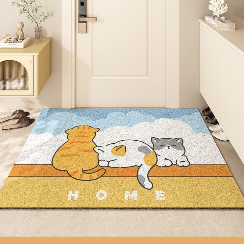 Feblilac Cats Resting on the Wall PVC Coil Door Mat