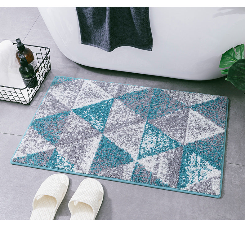 Feblilac Rhombus and Irregular Geometric Pattern Tufted Bath Mat