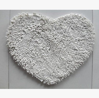 Feblilac Heart-shaped Solid Chenille Non-Slip Microfiber Shag Bathroom Rug Mat