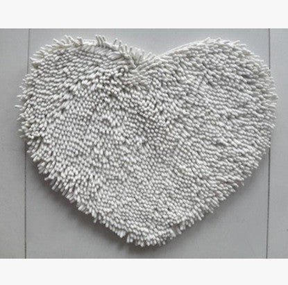 Feblilac Heart-shaped Solid Chenille Non-Slip Microfiber Shag Bathroom Rug Mat - view 12