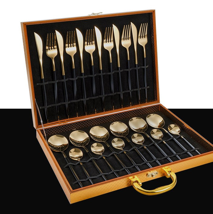 Feblilac Stainless Steel Dinnerware Knife and Fork Spoon 24pcs Set - view 22