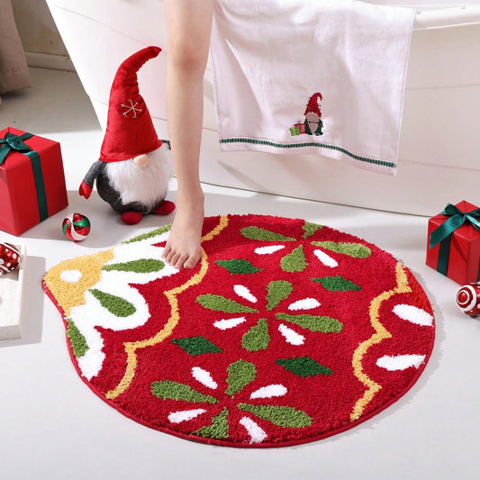 Feblilac Christmas Tree Tufted Bath Mat