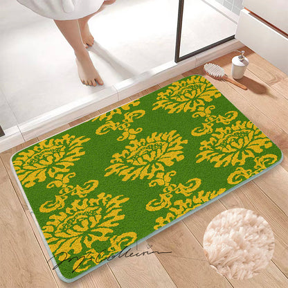 Feblilac Baroque Style One Big Flower Tufted Bath Mat