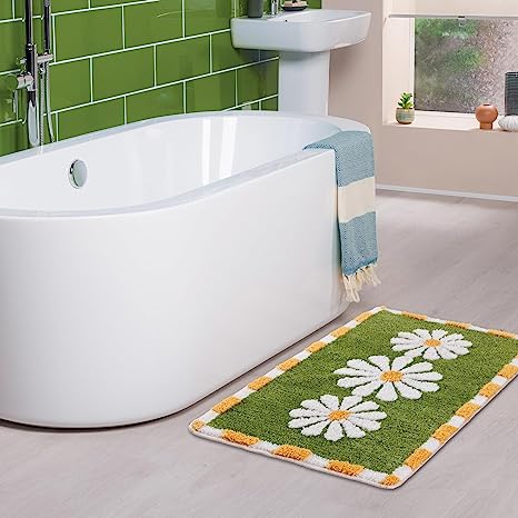 Feblilac Boho Cute Daisy Flower Tufted Bath Mat