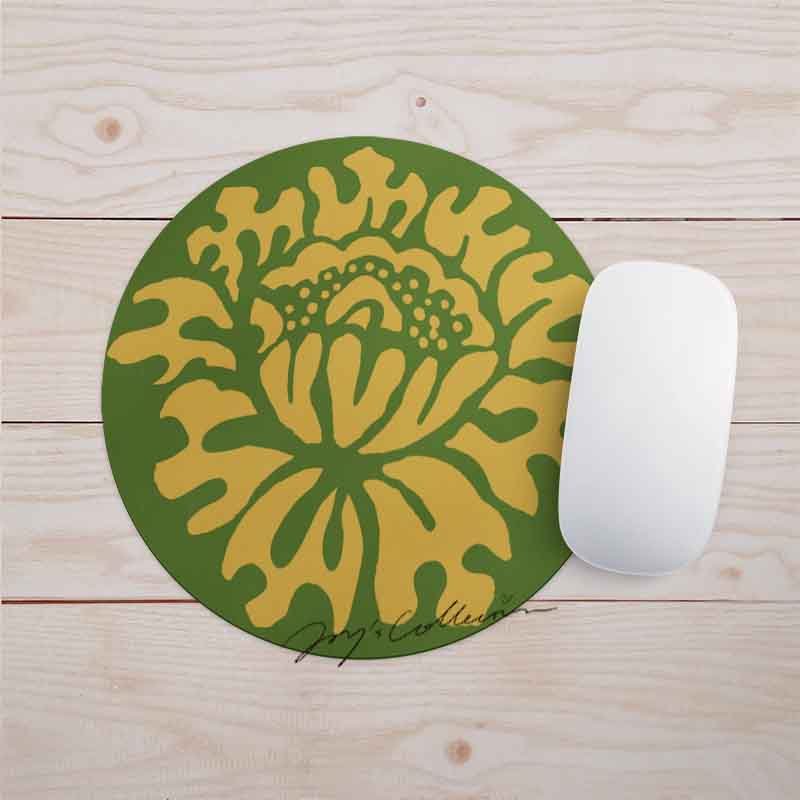 Feblilac Round Baroque Style One Big Flower Mouse Pad - view 4