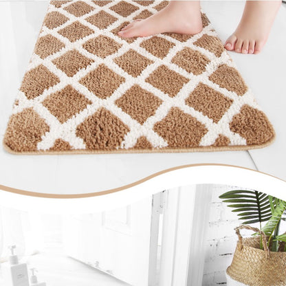 Feblilac Rhombus Grid Geometry Tufted Bath Mat