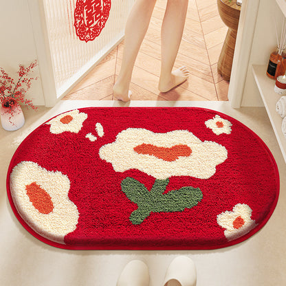 Feblilac Red Festive Love Tufted Bath Mat