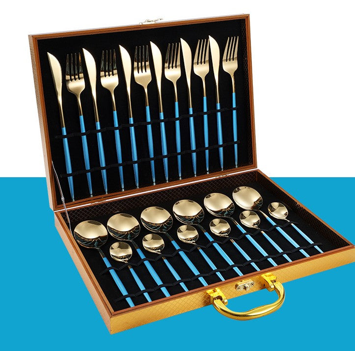 Feblilac Stainless Steel Dinnerware Knife and Fork Spoon 24pcs Set - view 24