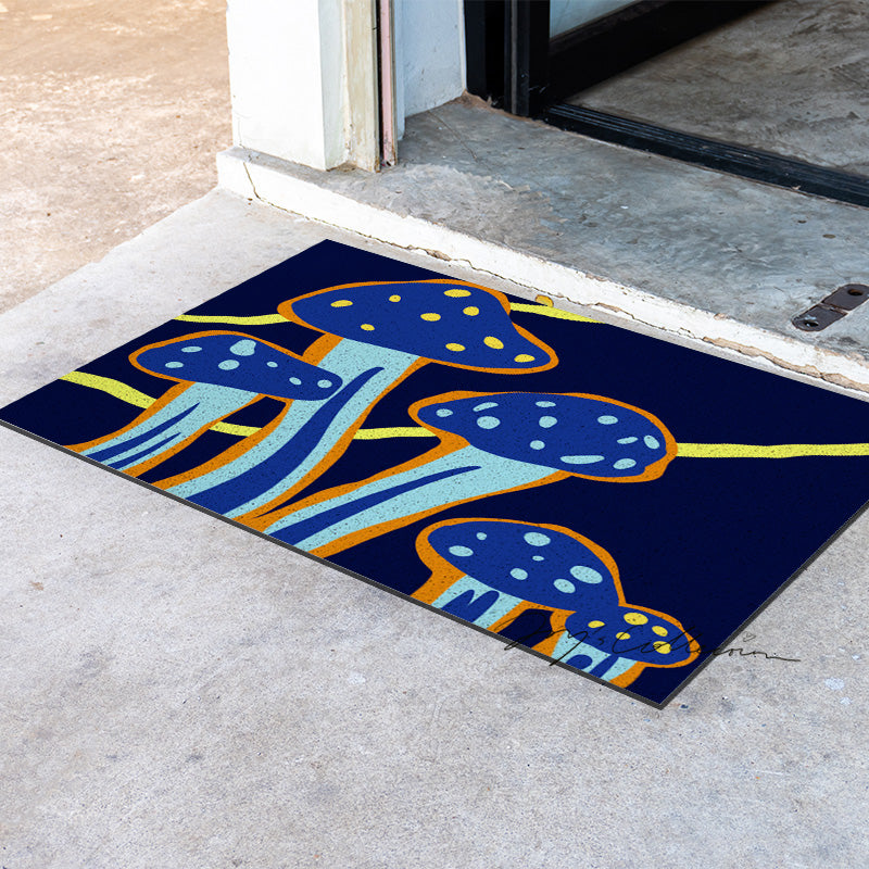 Feblilac Dark Blue Mushroom PVC Coil Door Mat - view 3