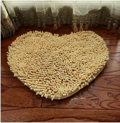 Feblilac Heart-shaped Solid Chenille Non-Slip Microfiber Shag Bathroom Rug Mat