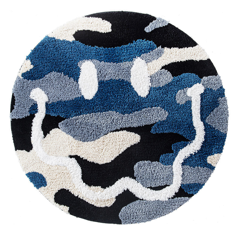 Tufted Smile Face Round Rug, Fun Fluffy Mat for Bathroom Bedroom