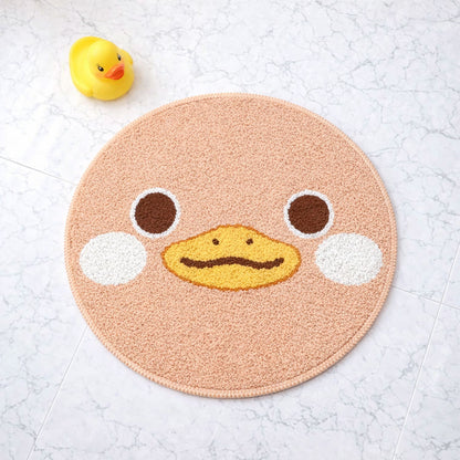 Feblilac Cute Duck Face Round Bath Mat – Soft Plush Kids Bathroom Rug, Non-Slip & Absorbent