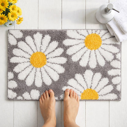 Feblilac Gray Daisy Tufted Bath Mat