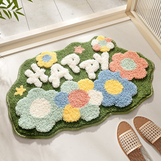 Feblilac Happy Flower Forest Tufted Bath Mat