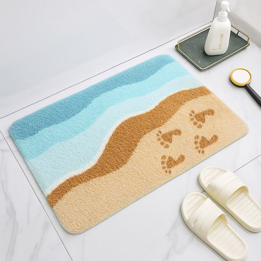 Feblilac Footprints on the Beach Tufted Bath Mat