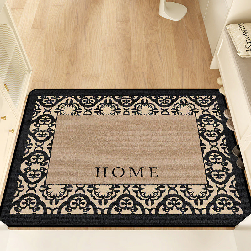 Feblilac Black Simple Pattern Polyester Door Mat