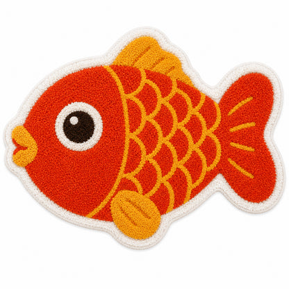 Feblilac Red Orange Fish Tufted Rug – Cute Shaped Bathroom & Entryway Mat