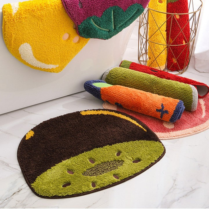 Feblilac Cute Fruit Pear Tufted Bath Mat