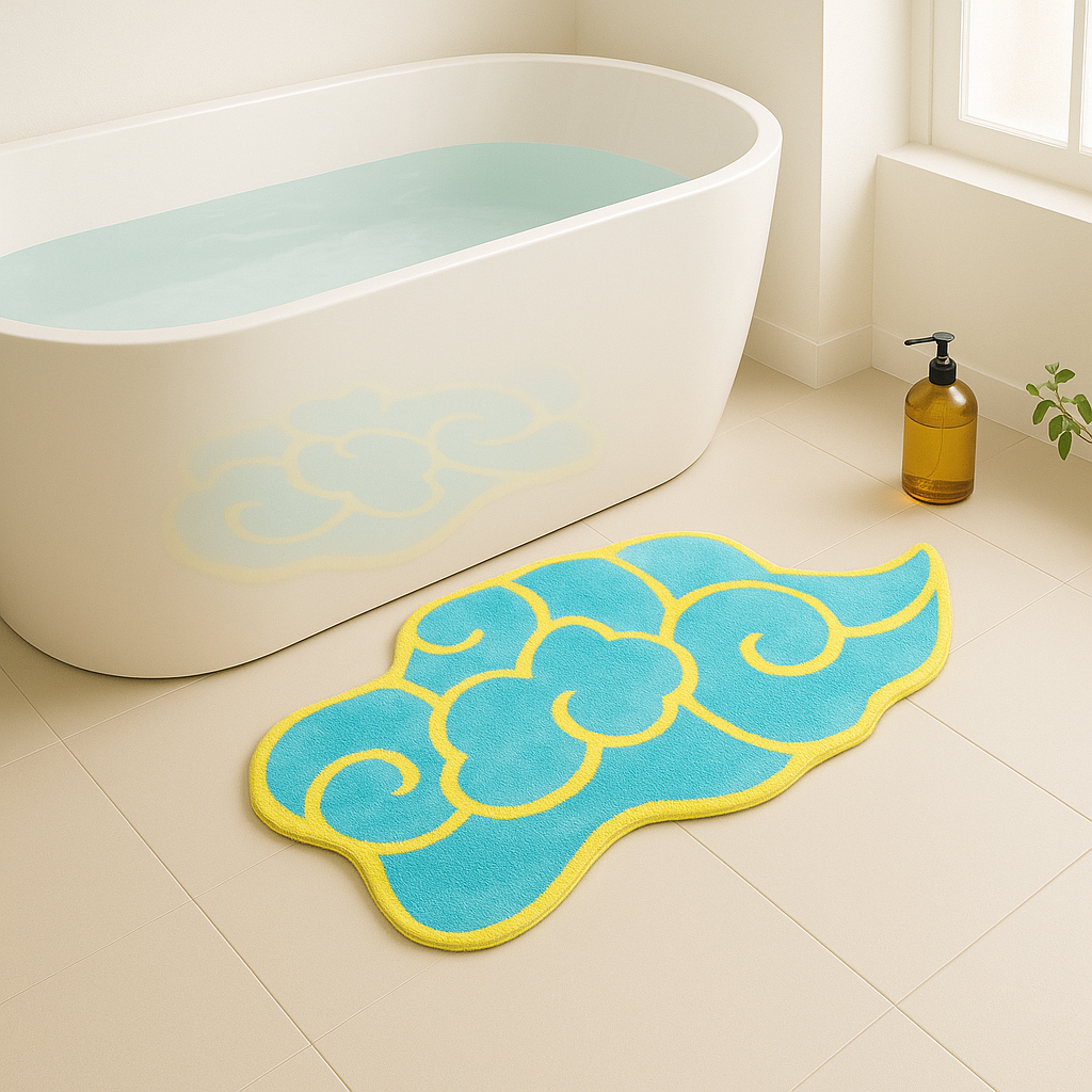 Yellow Blue Luck Cloud Bath Mat