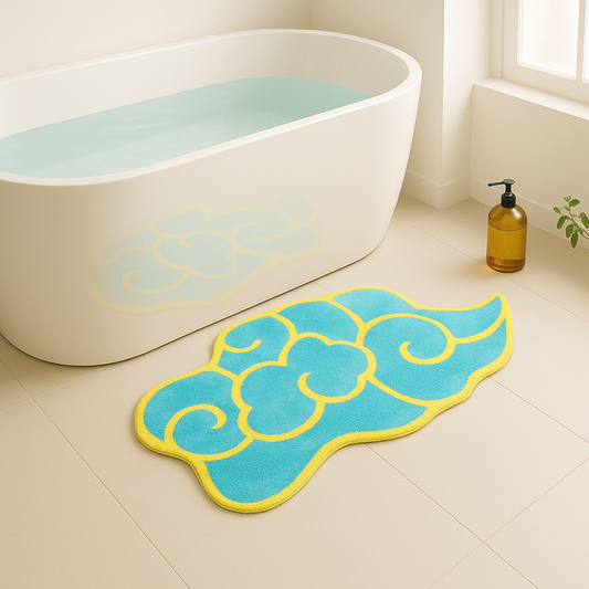 Yellow Blue Luck Cloud Bath Mat