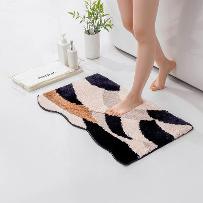 Feblilac Irregular Black, White and Gray Mountains Tufted Bath Mat