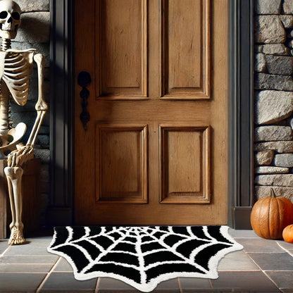 Feblilac Black Spider Web Halloween Tufted Bath Mat