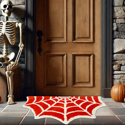 Feblilac Orange Spider Web Halloween Tufted Bath Mat