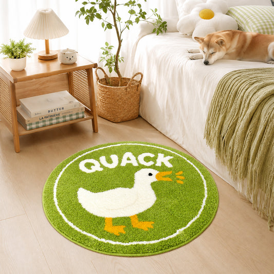 Feblilac Cute Quack Duck Round Tufted Bath Mat