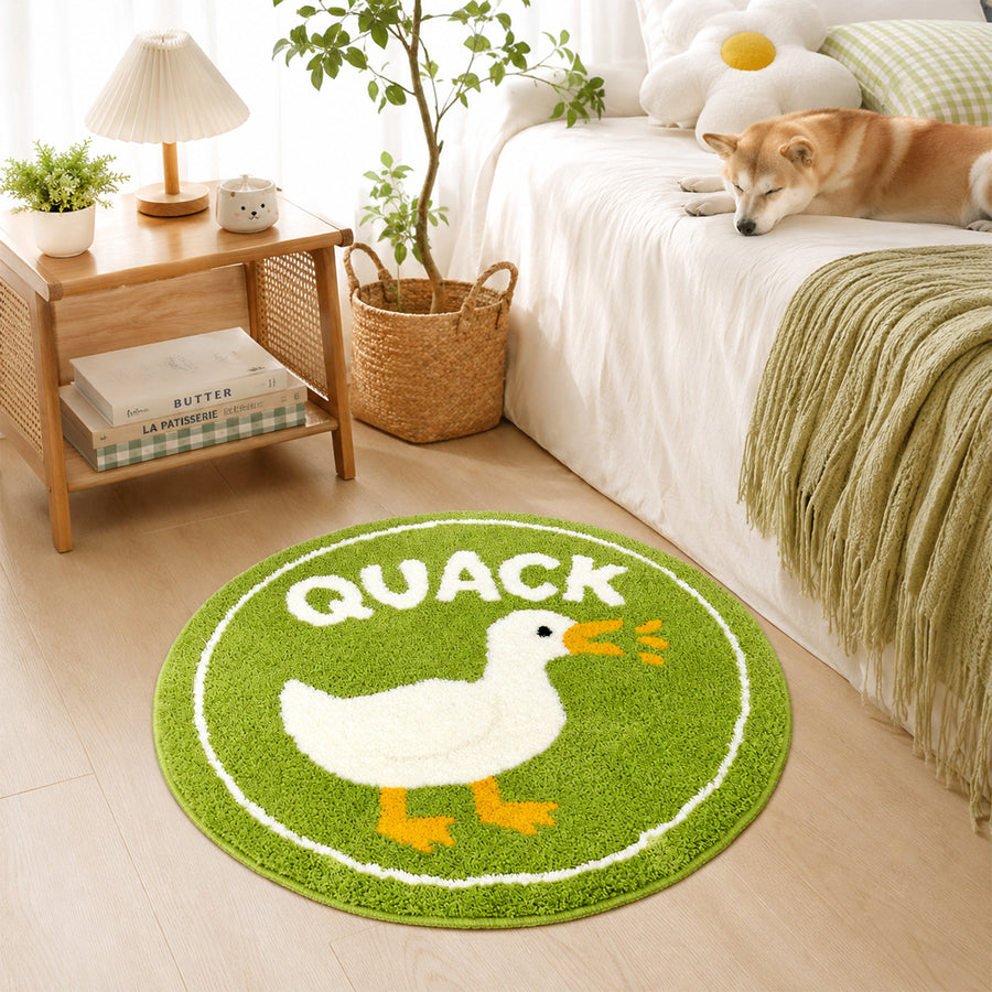 Feblilac Cute Quack Duck Round Tufted Bath Mat