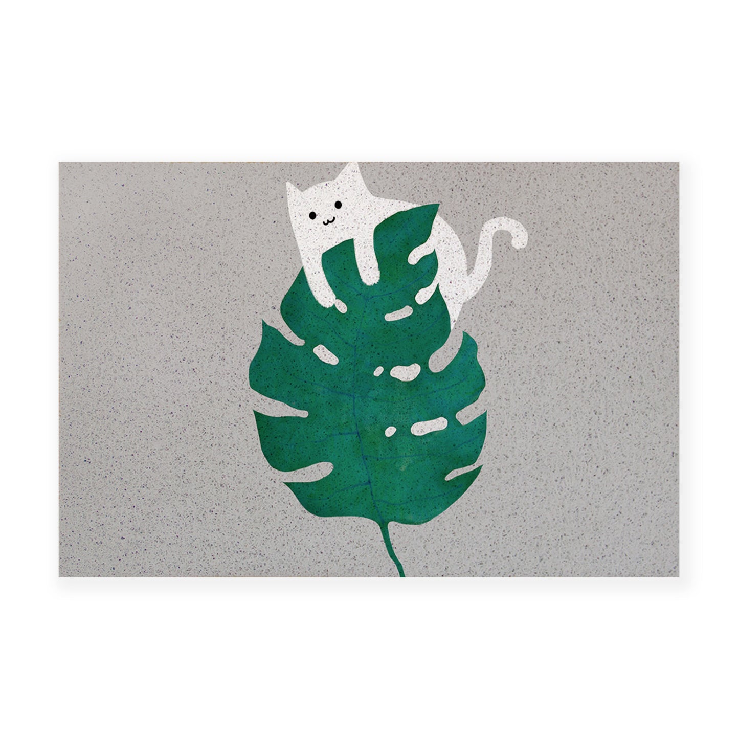 Feblilac Cat and Monstera PVC Coil Door Mat