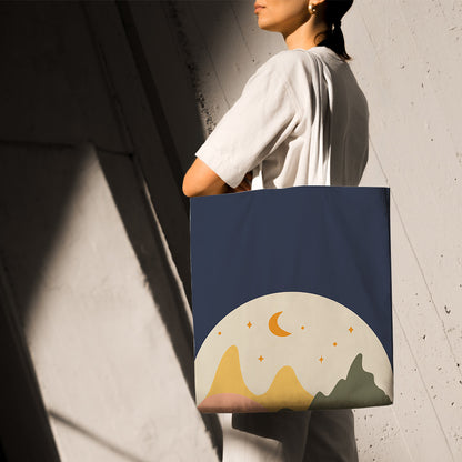 Feblilac Brown Background Moon Mountains Canvas Tote Bag