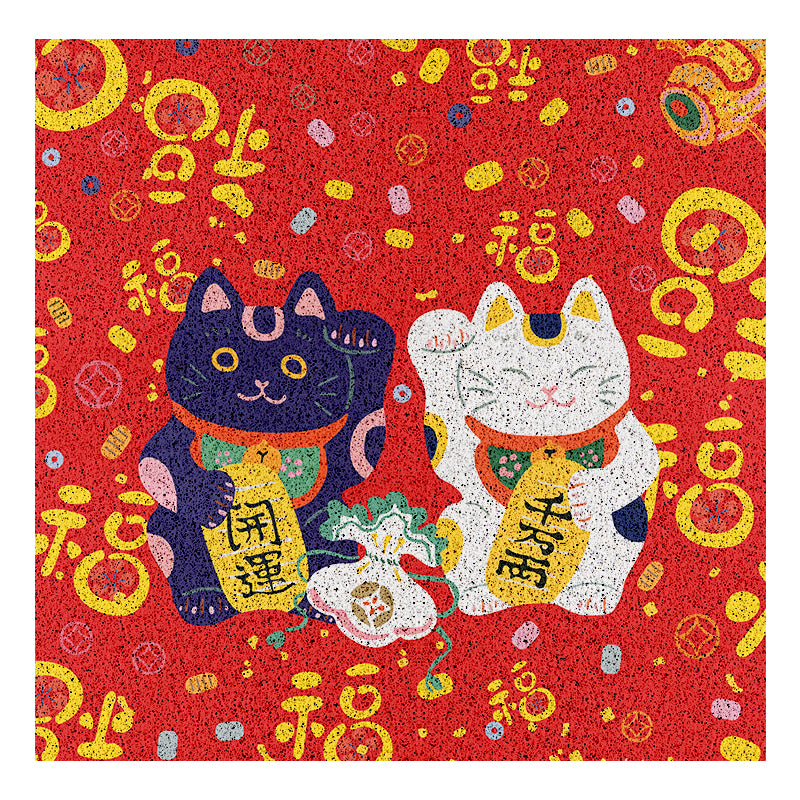 Feblilac Lucky Cat PVC Coil Door Mat