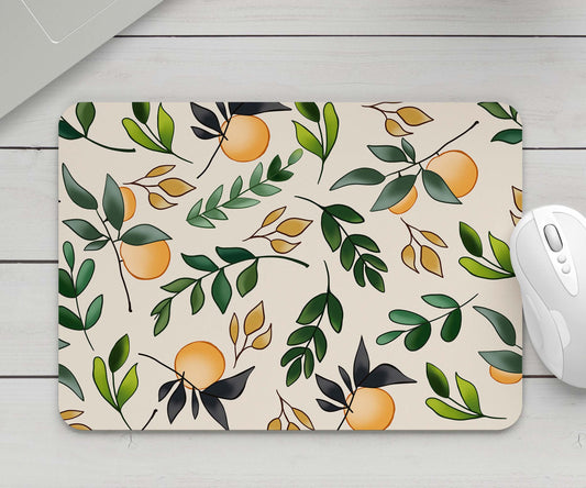 Feblilac Oranges and Leaves Mouse Pad