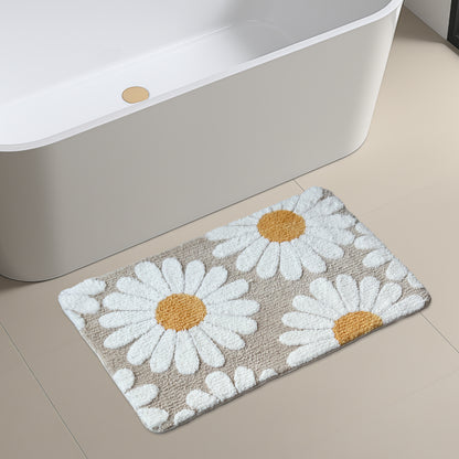 Feblilac Camel Daisy Tufted Bath Mat