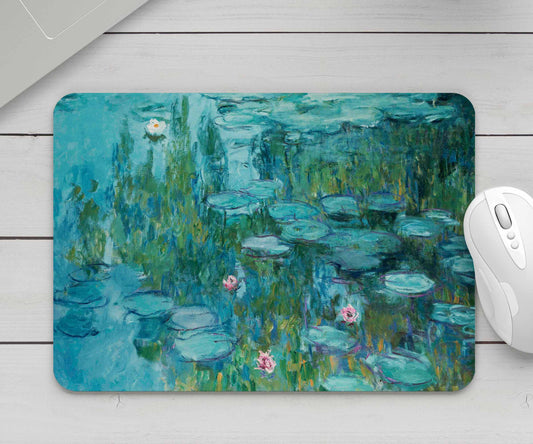 Feblilac Oil Painting Water Lily Mouse Pad