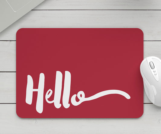 Feblilac Red Background Hello Mouse Pad