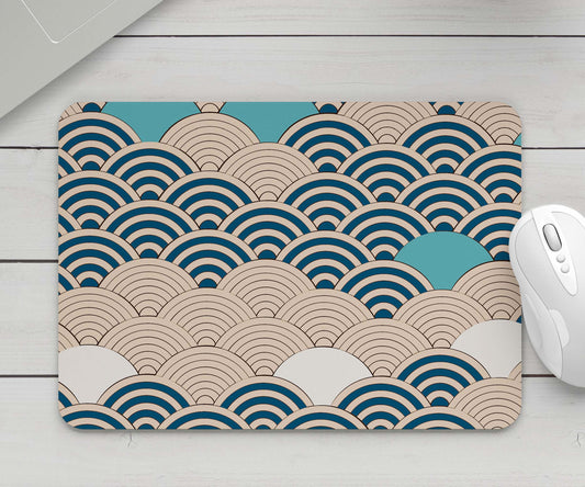 Feblilac Yellow and Blue Waves Mouse Pad