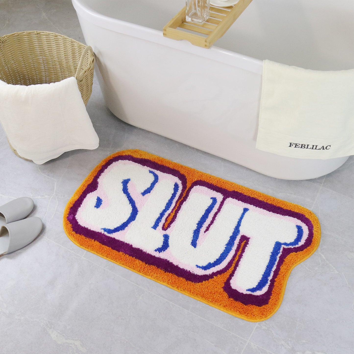 Feblilac Letter SLUT Tufted Bath Mat