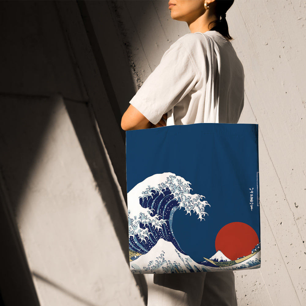 Feblilac Waves and the Sun Ukiyoe Kanagawa Canvas Tote Bag @Frank’s design