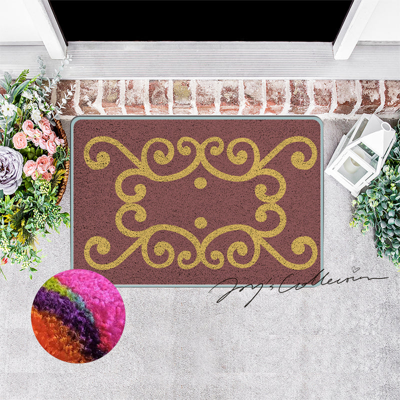 Feblilac Red Background Baroque Pattern Nylon Door Mat