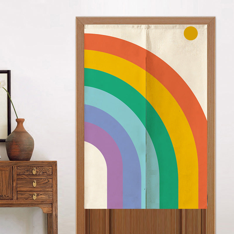 Feblilac Rainbow and Sun Door Curtain