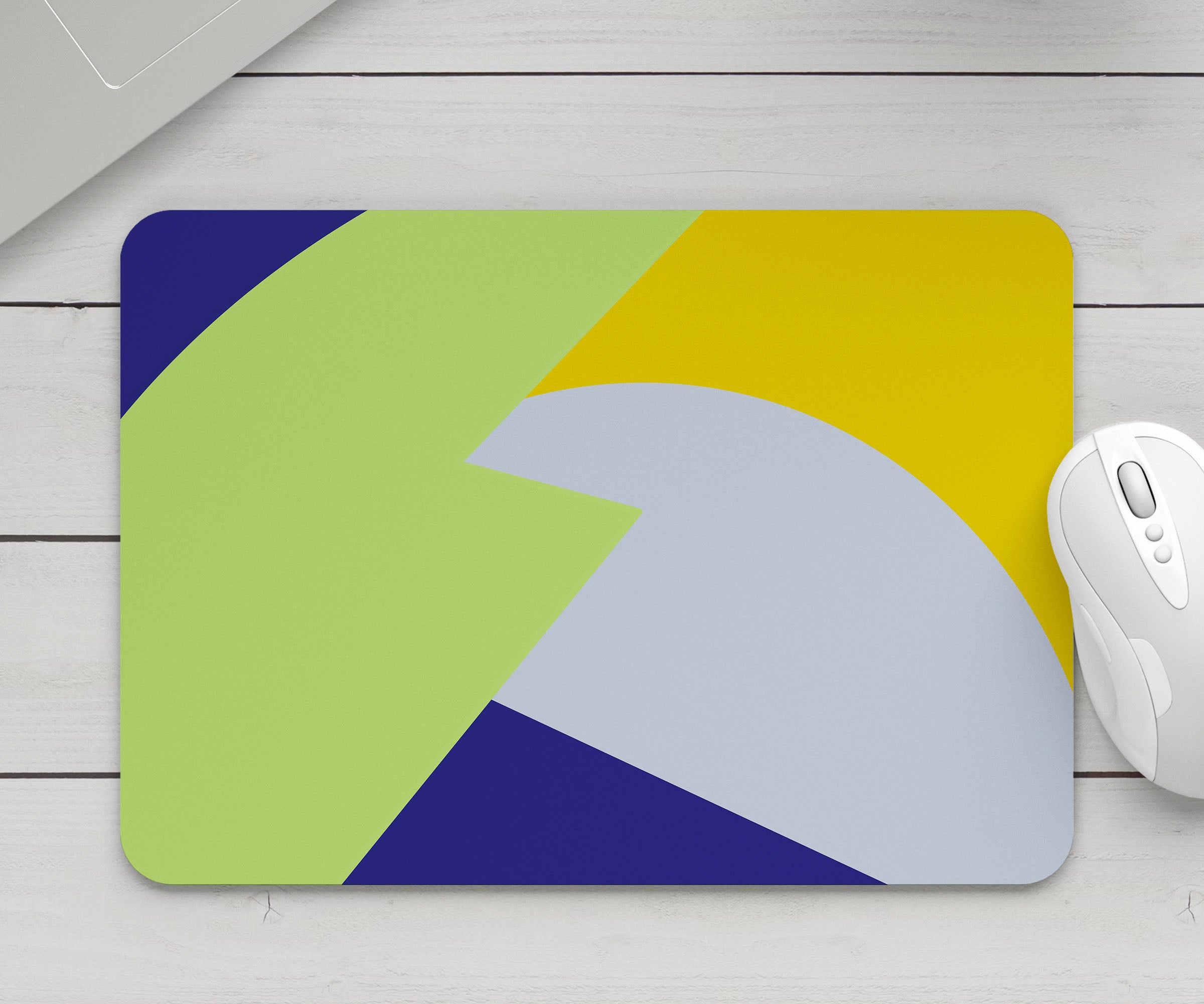 Feblilac Green Blue Yellow Gray Pattern Mouse Pad